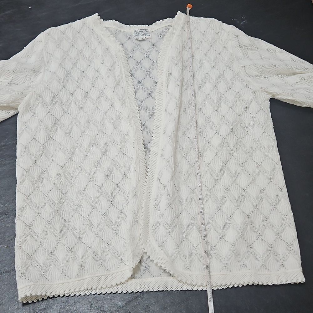 Vienna Lace Made in Japan White Pointelle Cardigan Sheer Lined L Cottagecore - Picture 7 of 10